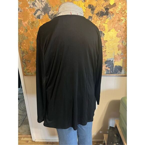 Vintage Eileen Fisher Woman Nlack Slinky Knit Lightweight Black One Button Cardi - Picture 4 of 10